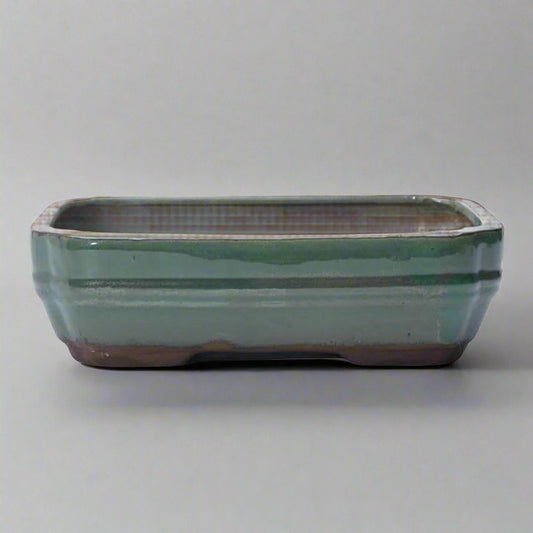 26cm Glazed Bonsai Pot | Rectangle | 26cm x 20cm x 6cm | Green