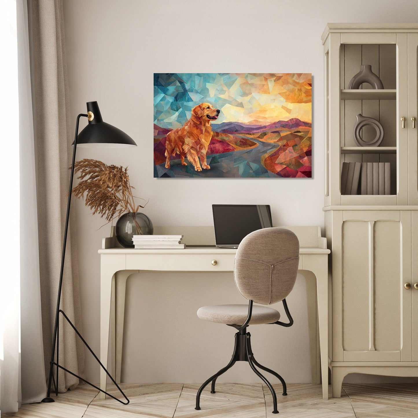 Geometric Golden Retriever Canvas