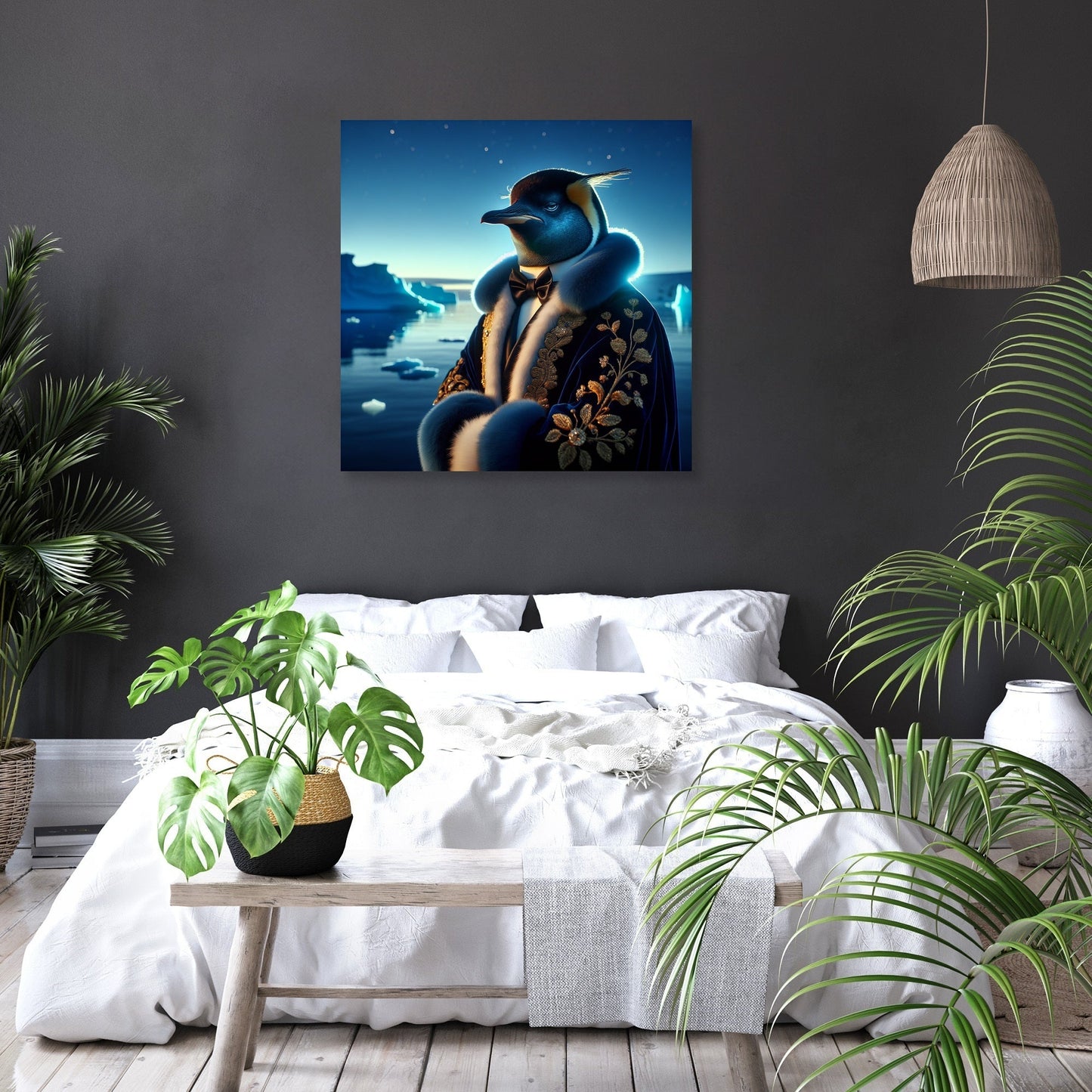 Regal Penguin Twilight Majesty Canvas