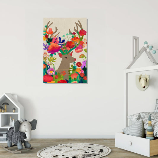 Deer with Floral Crown Canvas