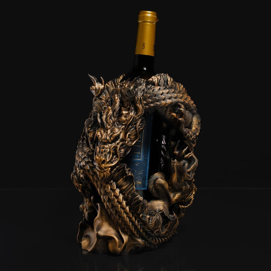 Hand-Painted Chinese Dragon Wine Holder | Mythical Resin Bar Decor