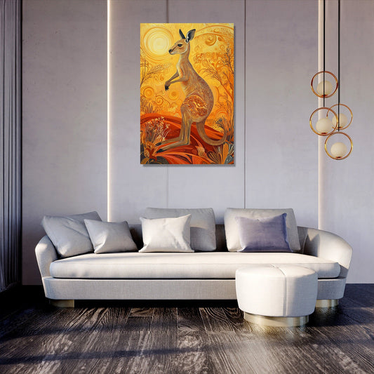 Hopping Kangaroo Canvas