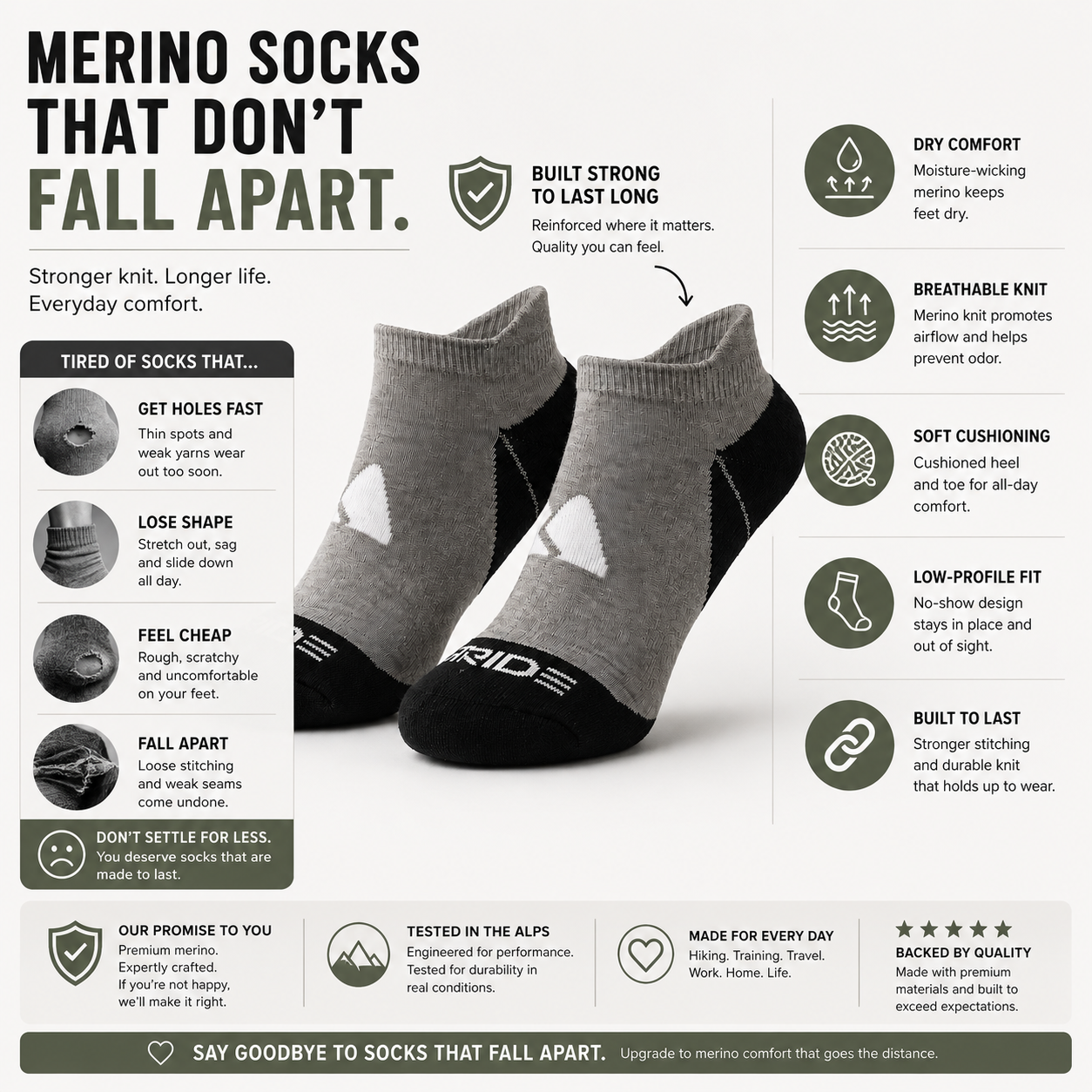 Merino Wool Ankle Socks - Running Active Thermal & Breathable Unisex