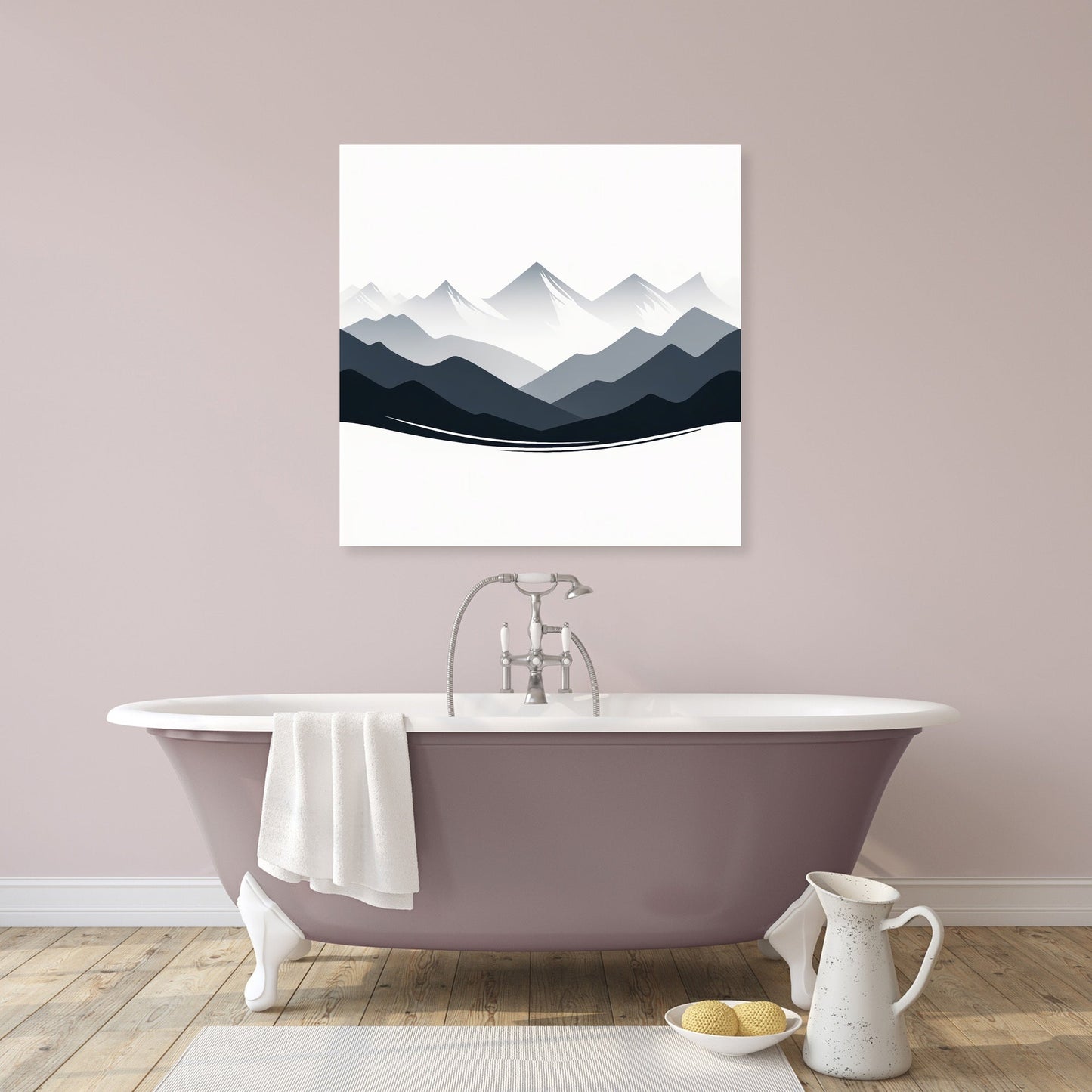 Grey Mountain Silhouette Canvas