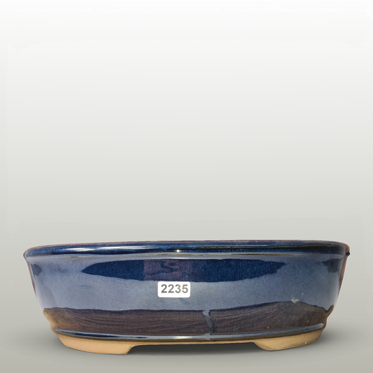 27cm Glazed Bonsai Pot | Oval | 27cm x 21cm x 8cm | Blue