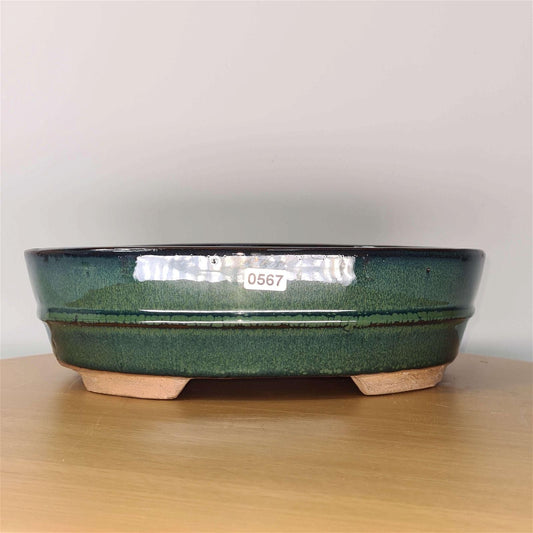 27cm Glazed Bonsai Pot | Oval | 27cm x 20cm x 8cm | Green
