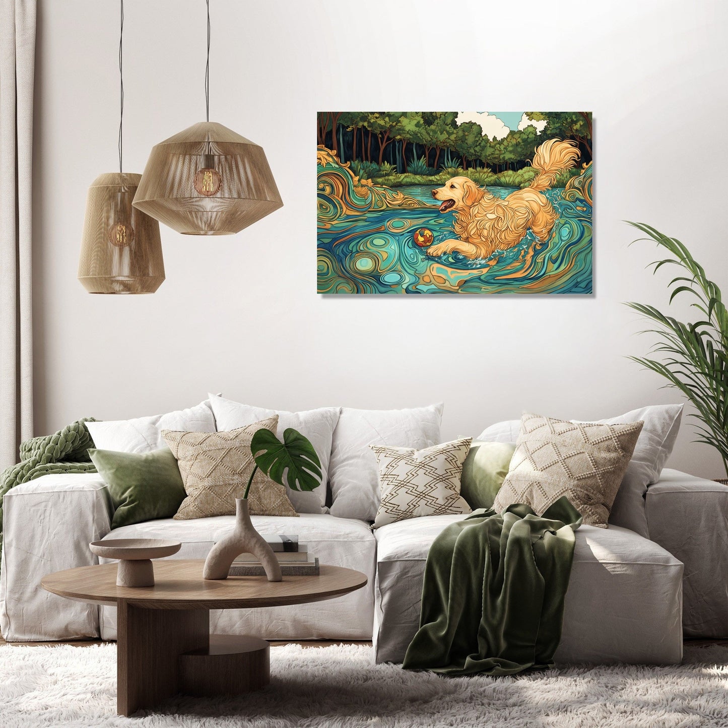 Golden Retriever Lakeside Canvas