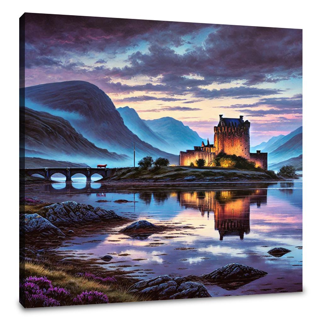 Twilight Highlands Castle Canvas