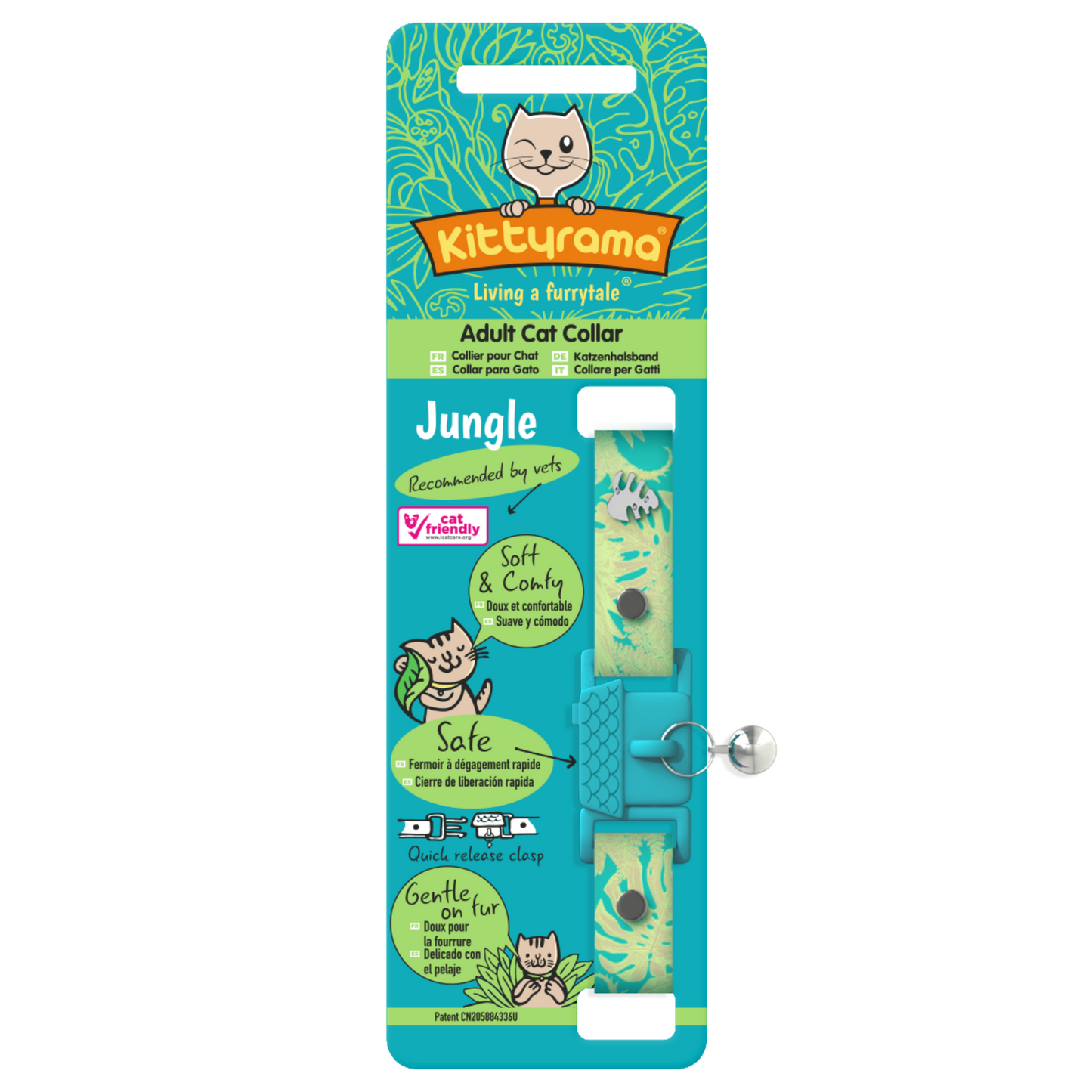 KITTYRAMA BOTANICALS JUNGLE CAT COLLAR - Quick Release, Breakaway, Hypoallergenic