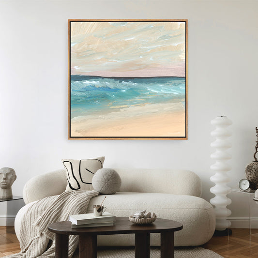 Bay Waves Square Framed Printed Canvas