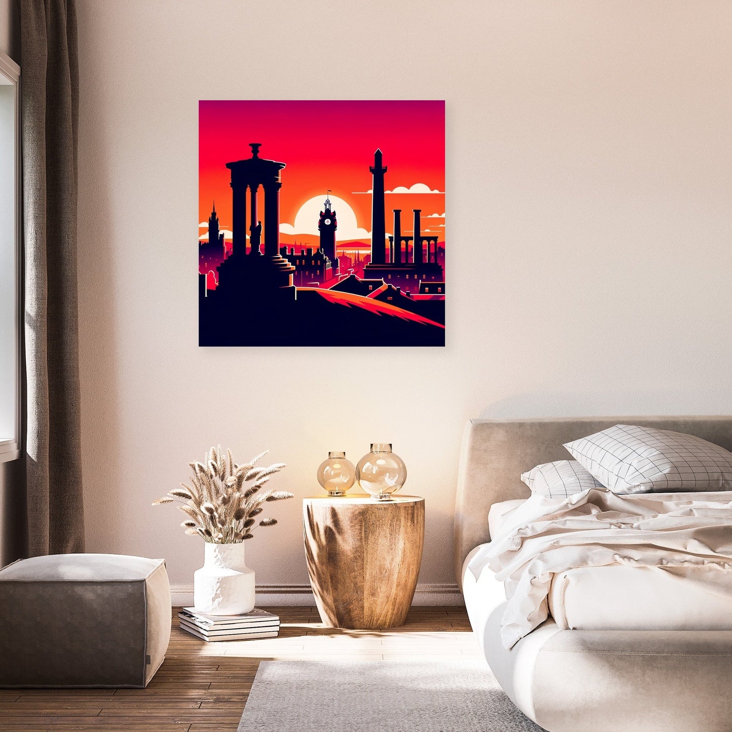 Edinburgh Calton Hill Sunset Silhouette Canvas