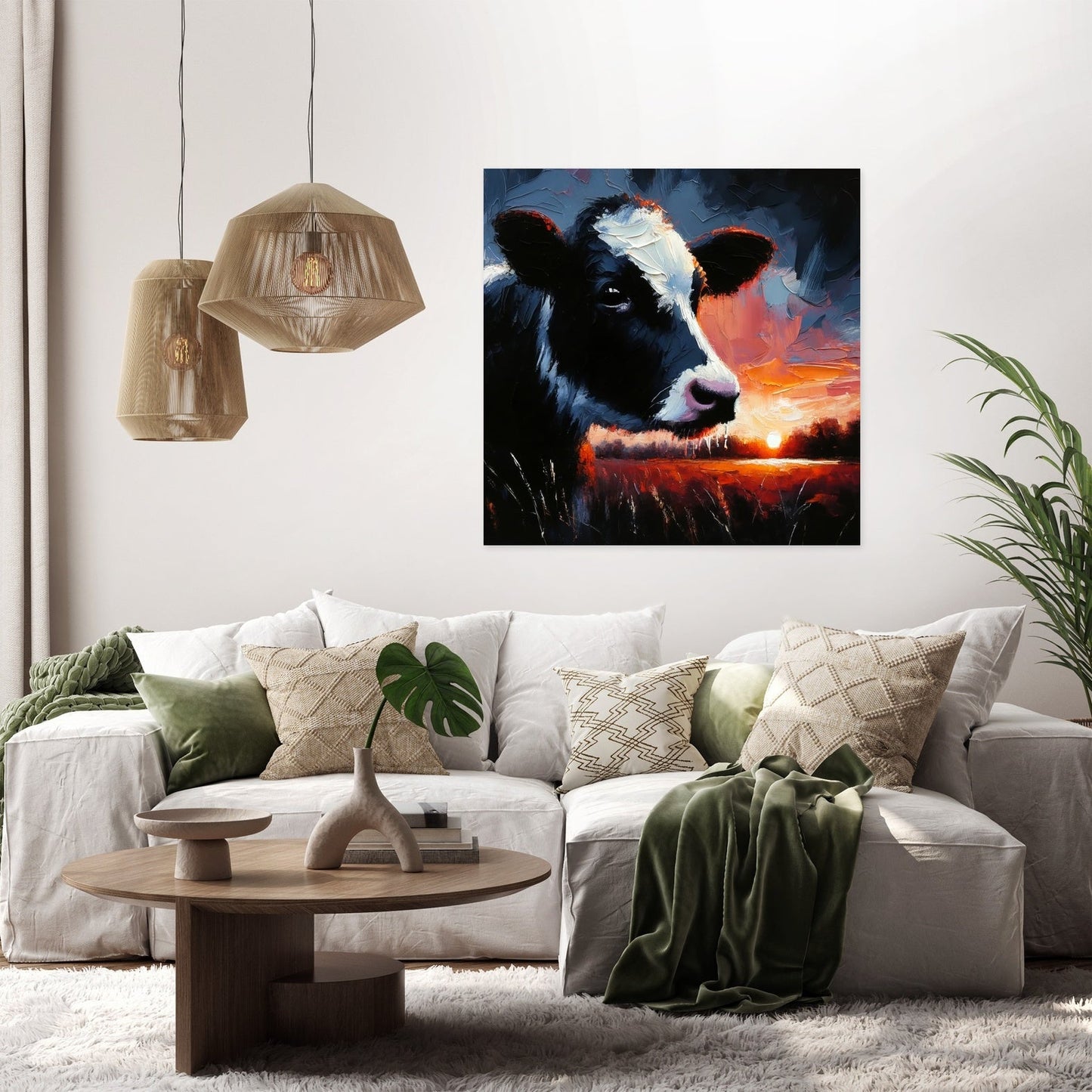 Dusk Solitude Cow Canvas