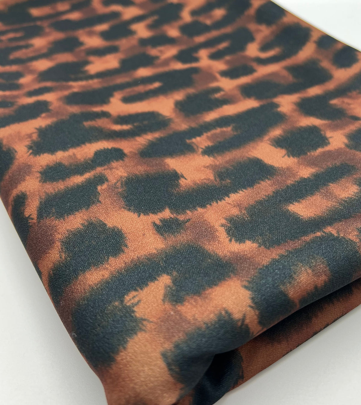 Brown Leopard Animal Printed Scuba Crepe Fabric 4 Way Stretch