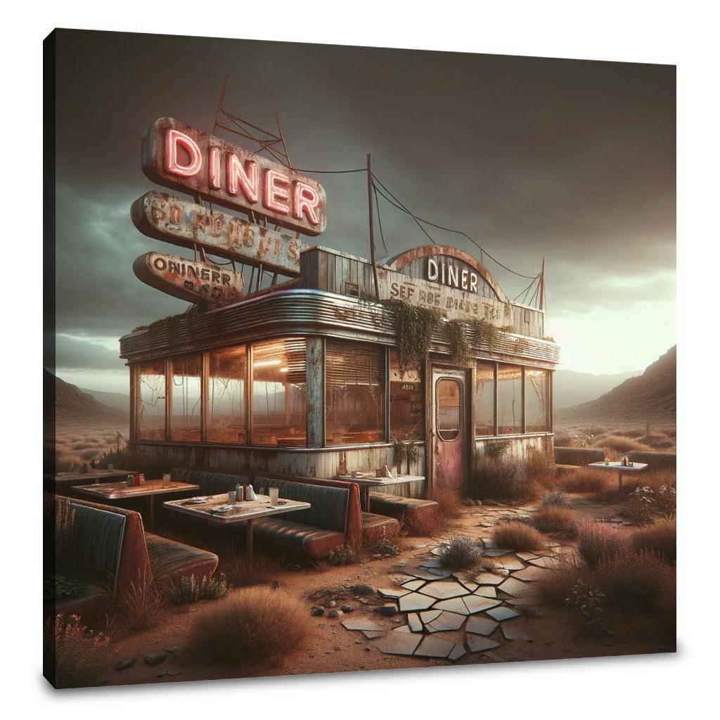Desolate Diner Delight Canvas