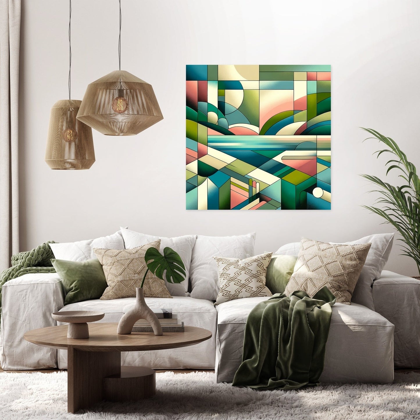 Serene Geometric Landscape Canvas