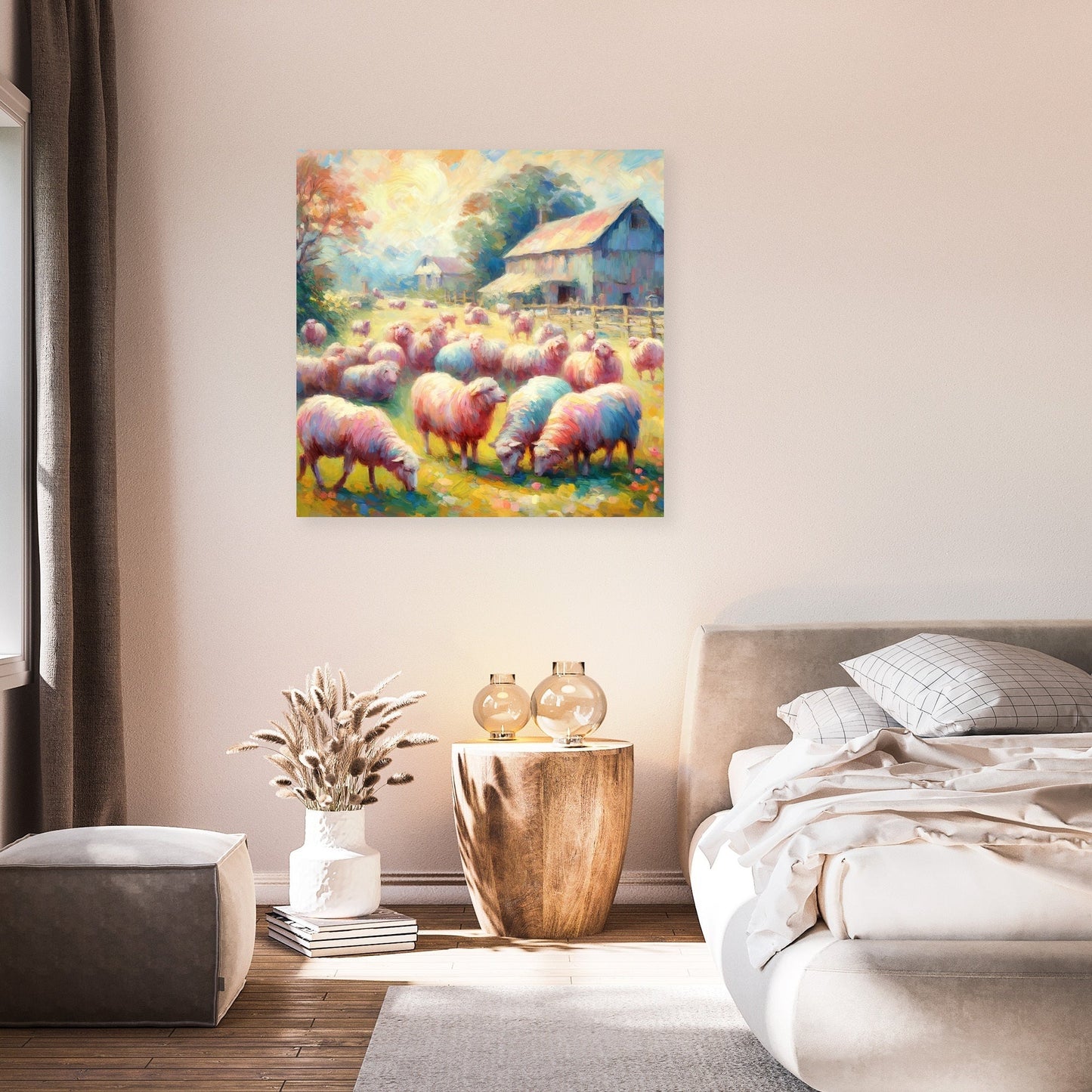 Pastoral Harmony Sheep Canvas