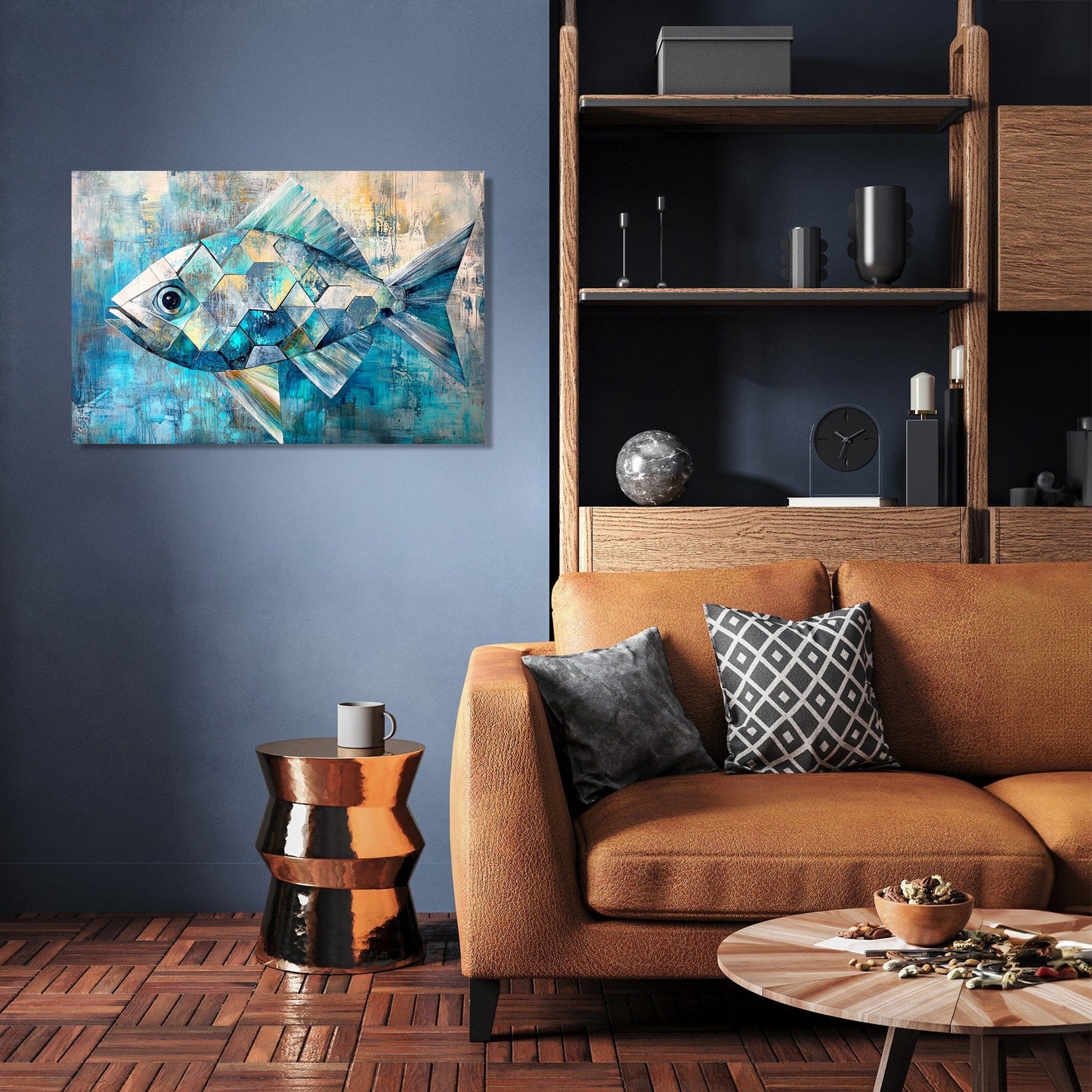 Geometric Fish Elegance Canvas
