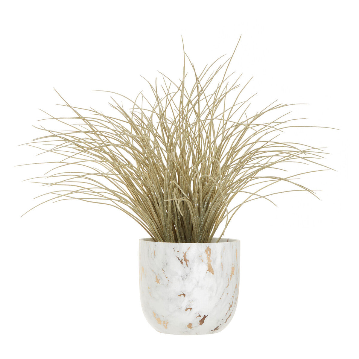 Fiori Grass Plant in a White Marble Effect Pot