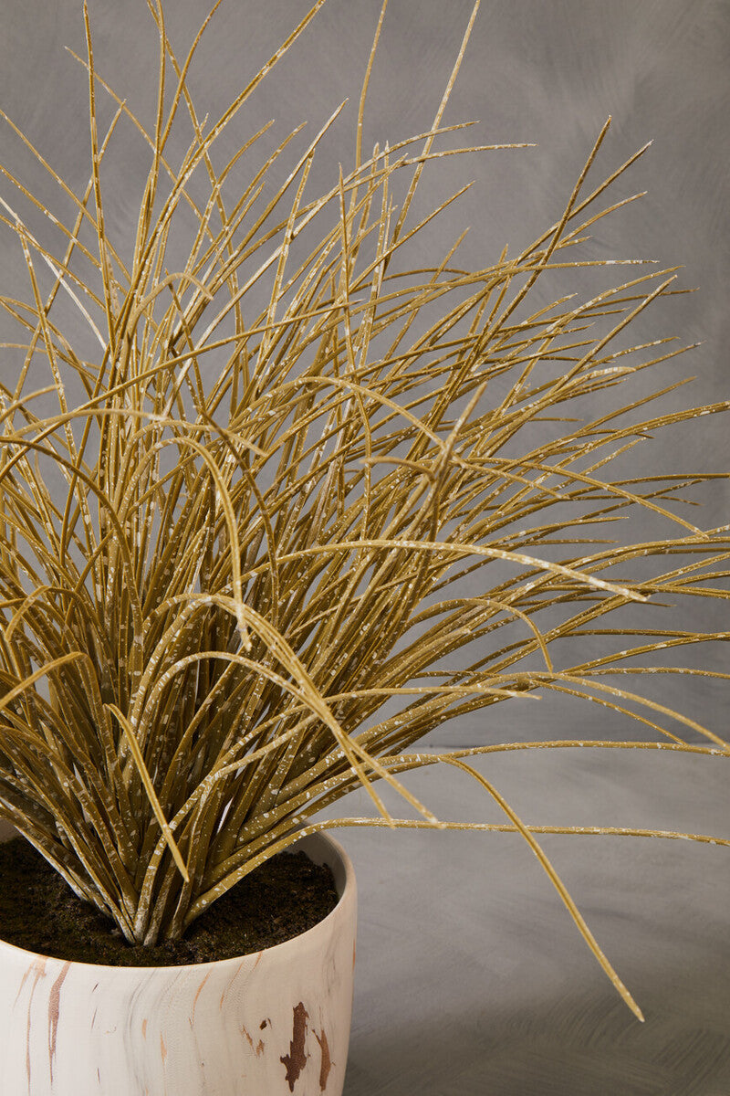 Fiori Grass Plant in a White Marble Effect Pot