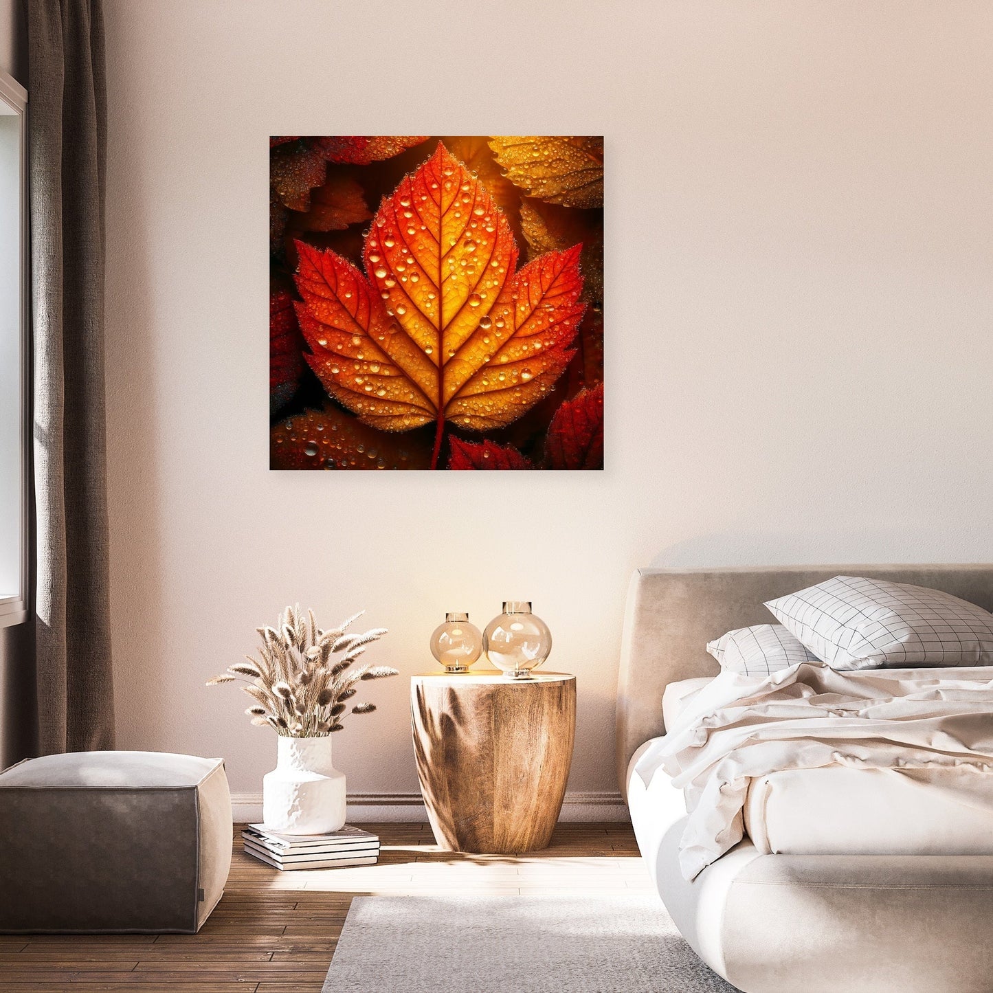 Dew-Kissed Autumn Leaf Canvas