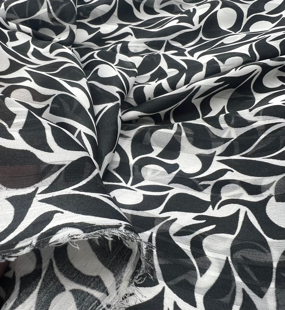 Black Silver Floral Stripe Printed Chiffon Dress Fabric