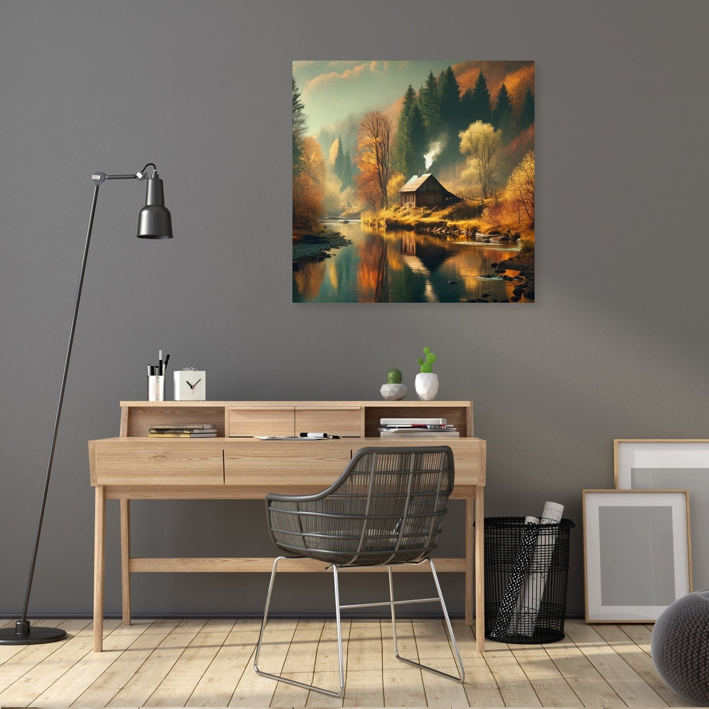 Autumn Riverside Retreat Canvas