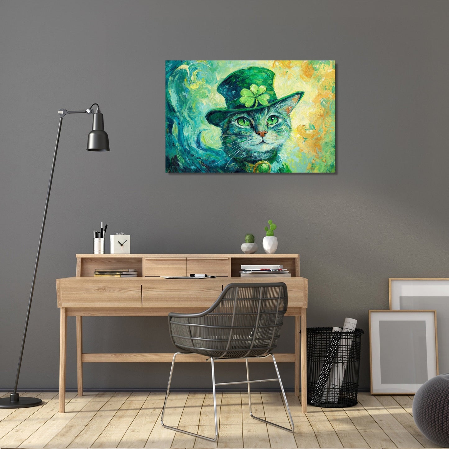 Lucky Leprechaun Cat Canvas