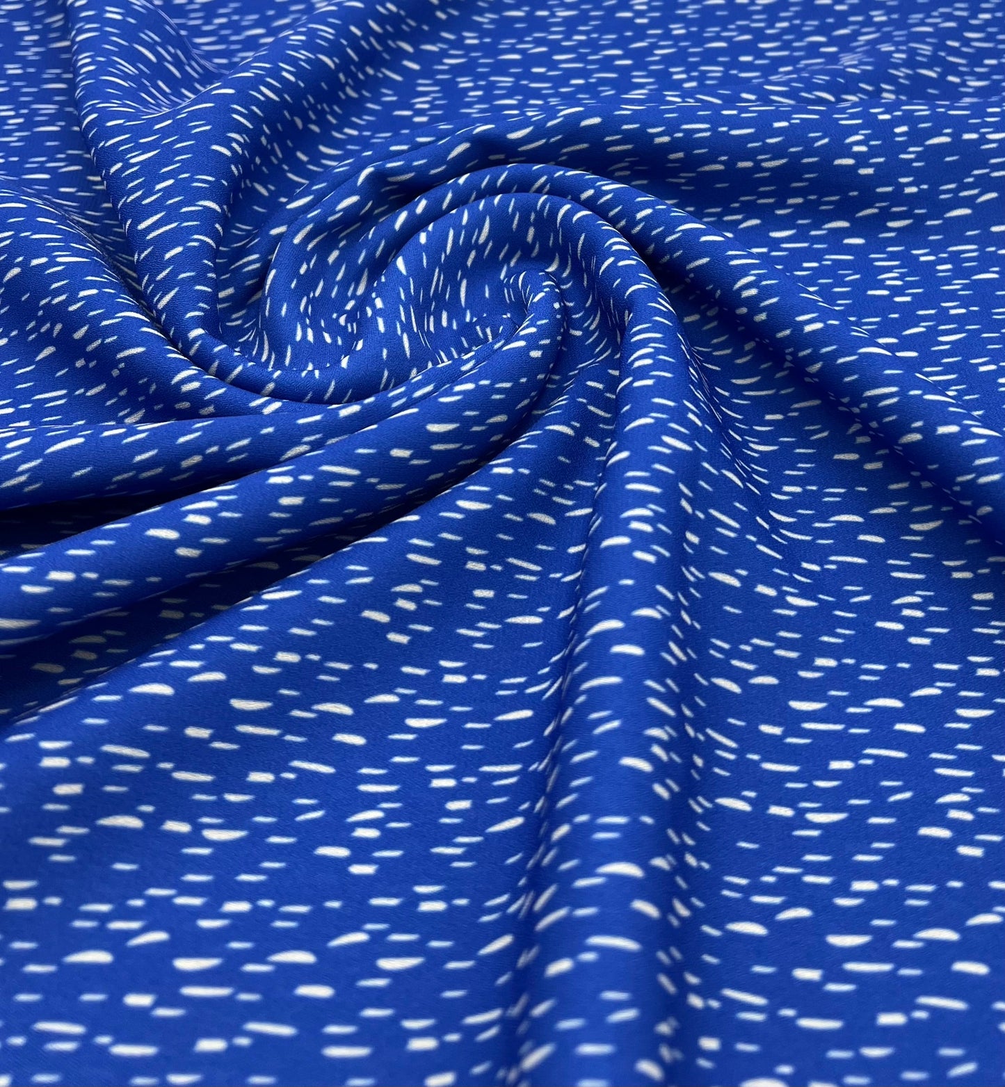 Blue White Print Lightweight Crepe Fabric 110GSM Non Stretch