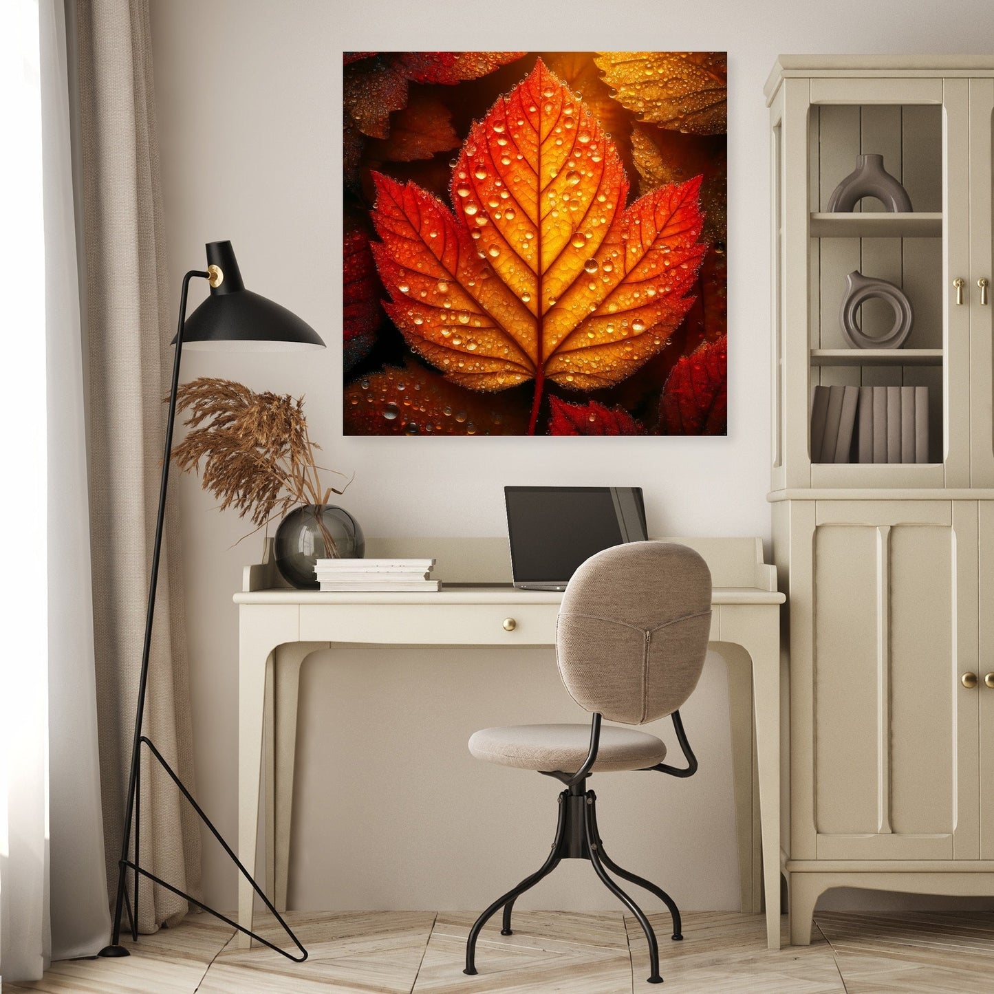Dew-Kissed Autumn Leaf Canvas