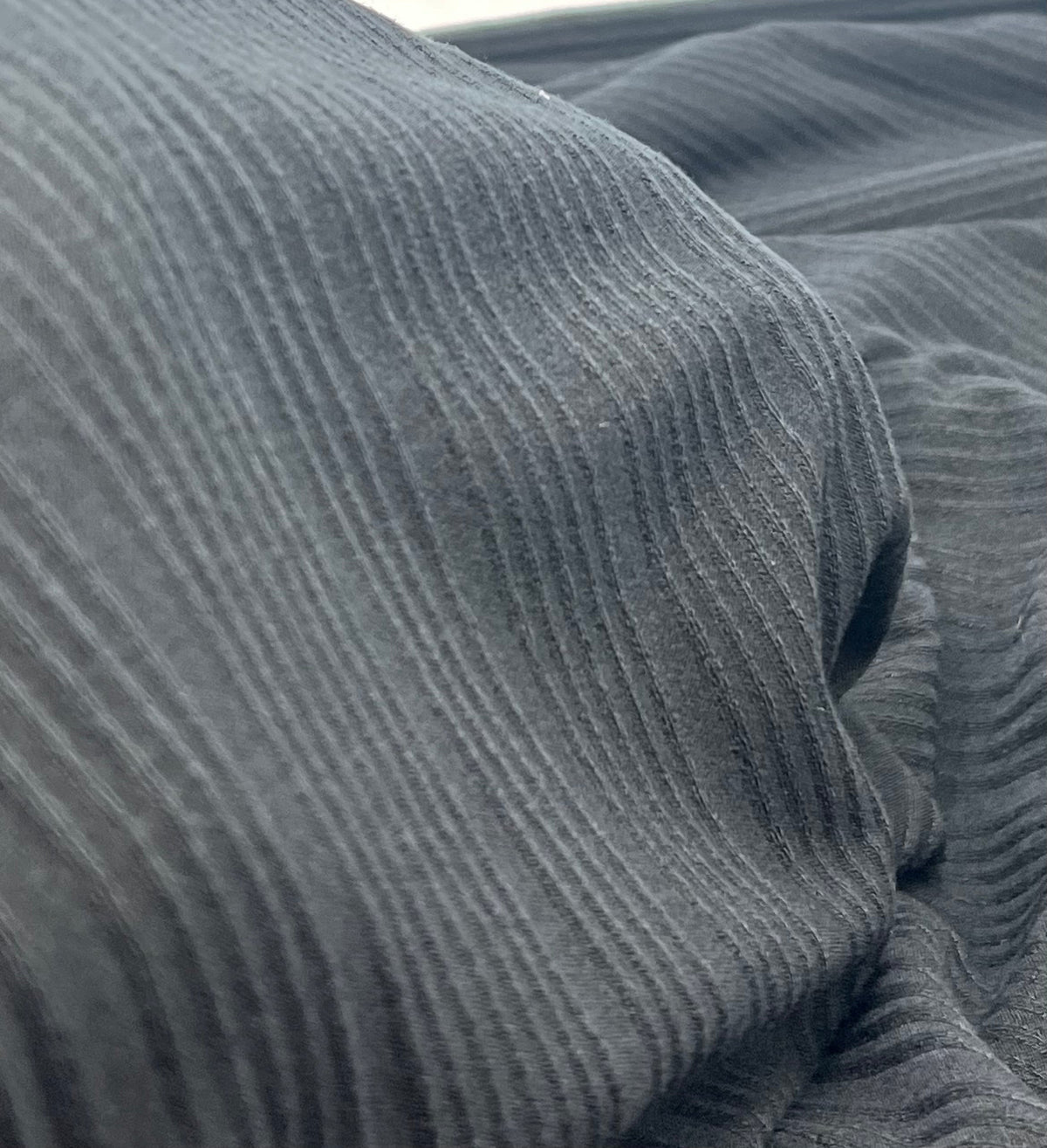 Black Textured Stripe Rib Stretch Fabric