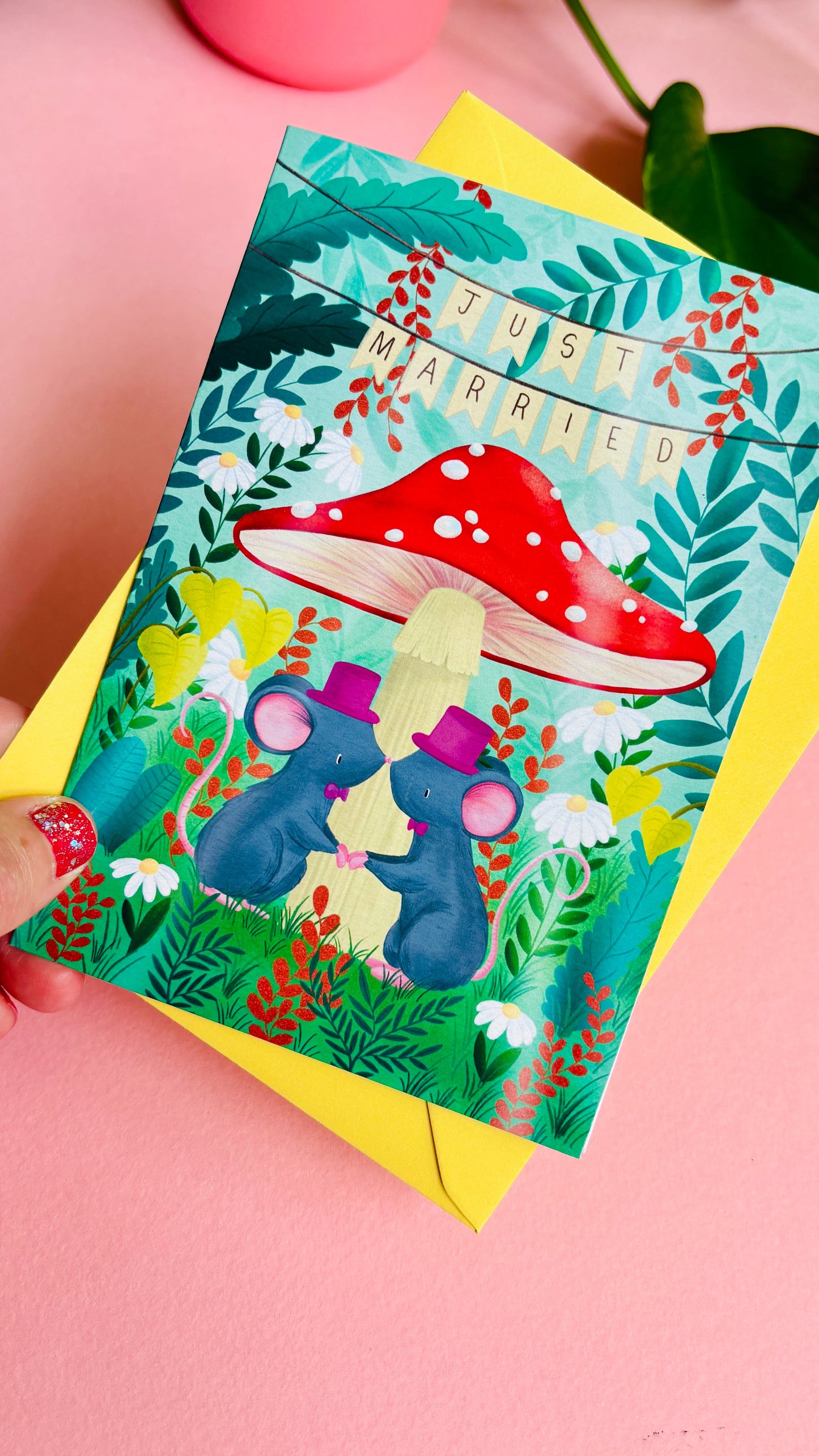 Handmade Gay Wedding Card- Whimsical Forest Themed Greetings Card