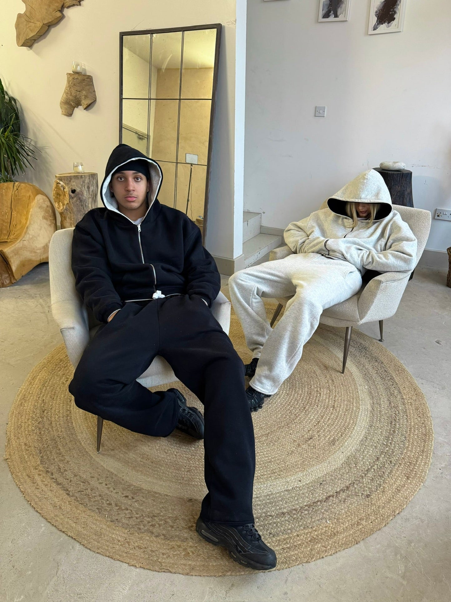 GREY/BLACK REVERSIBLE ZIP HOODIE