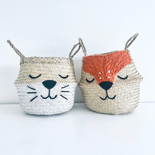 White Bottom Whiskers Basket - Small