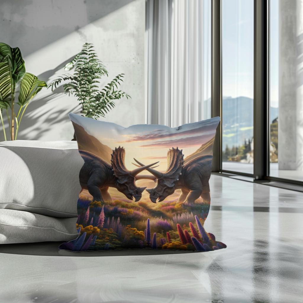 Meadow Duel Triceratops Cotton Cushion