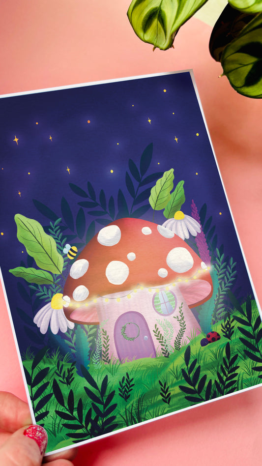 Whimsical Toadstool Art Print- Fairycore Wall Art: Multiple Sizes Available