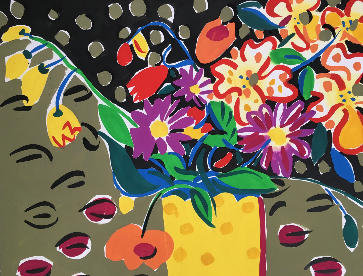 Yellow Spotted Vase Painting