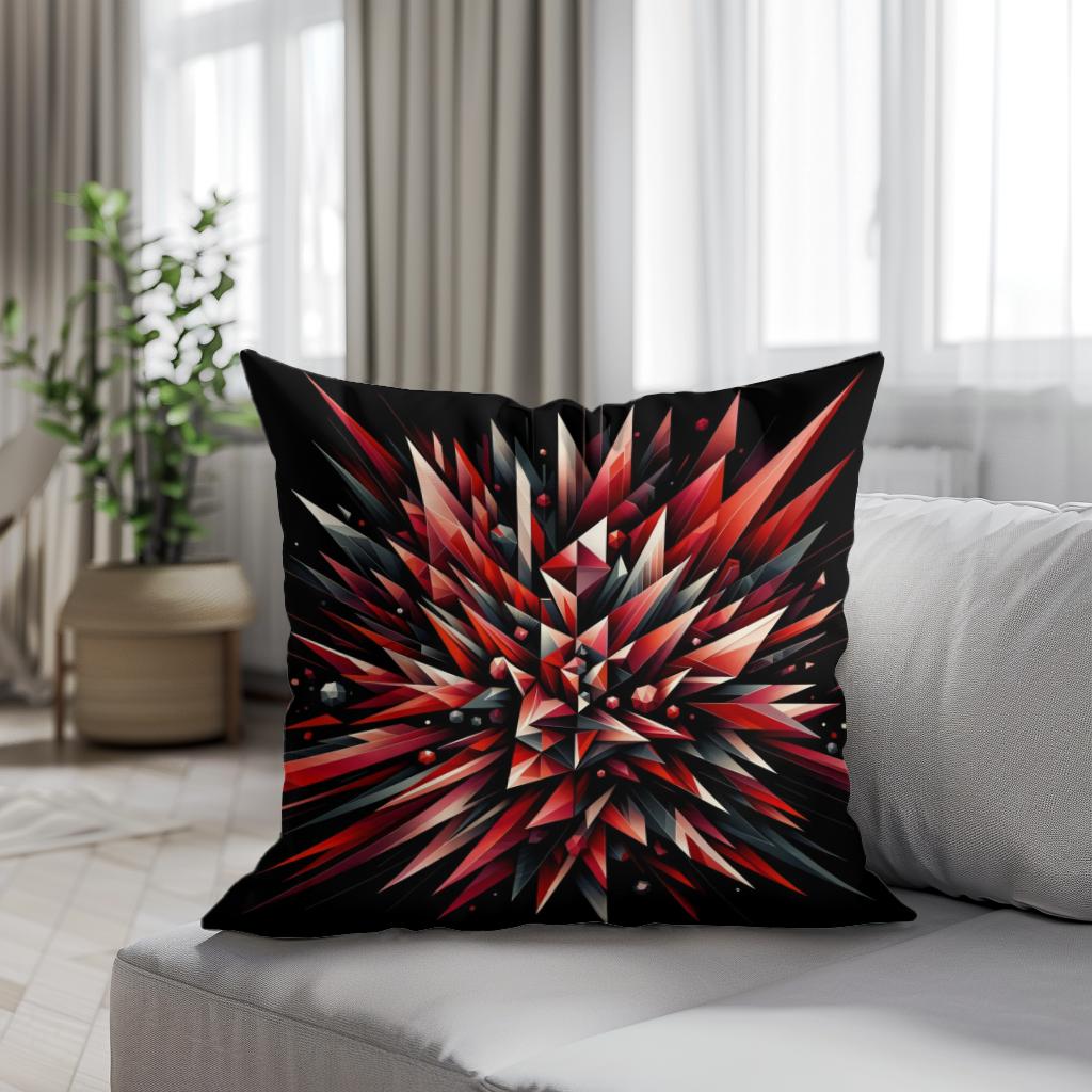 Fiery Embrace: Geometric Passion Cotton Cushion