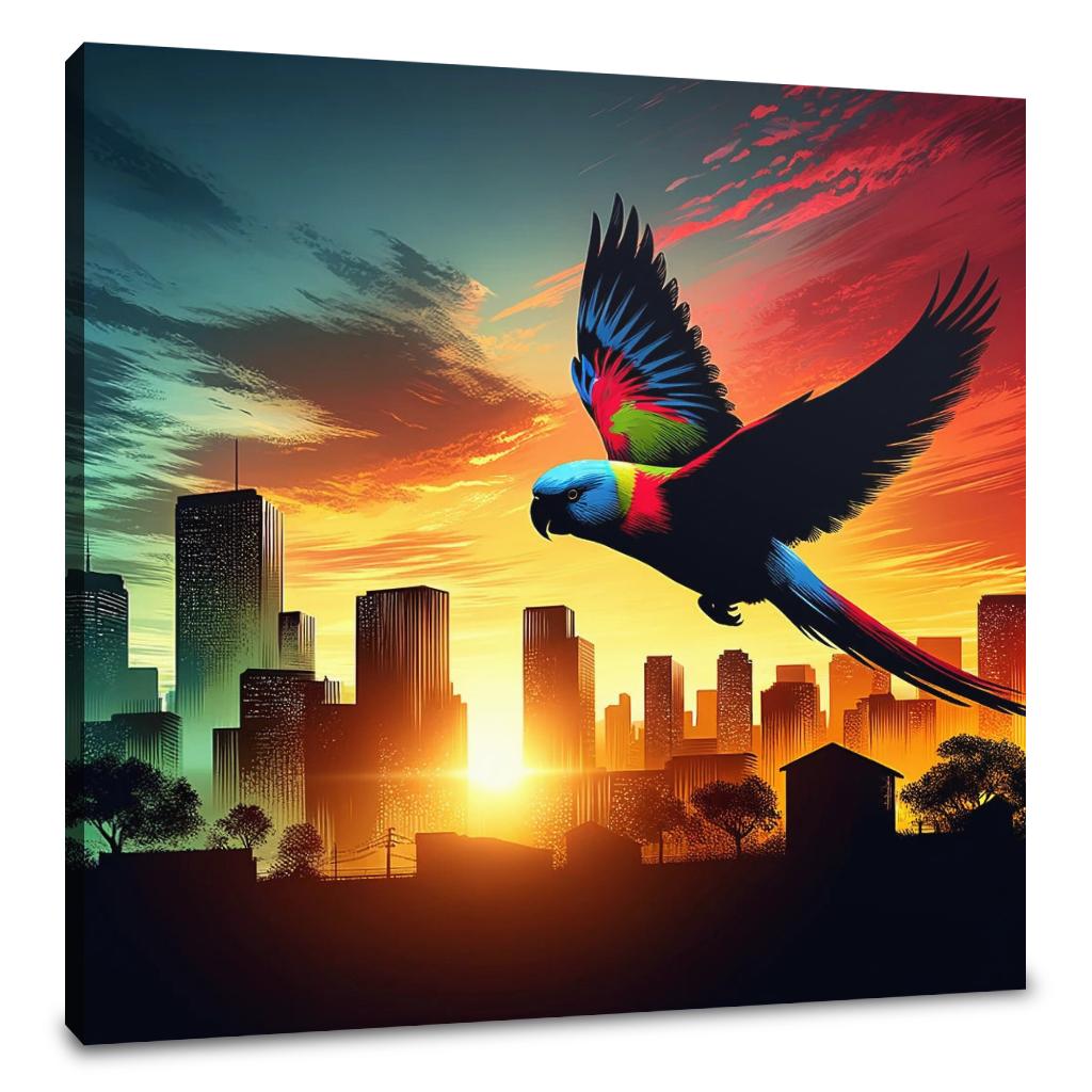 Urban Flight Silhouette Canvas