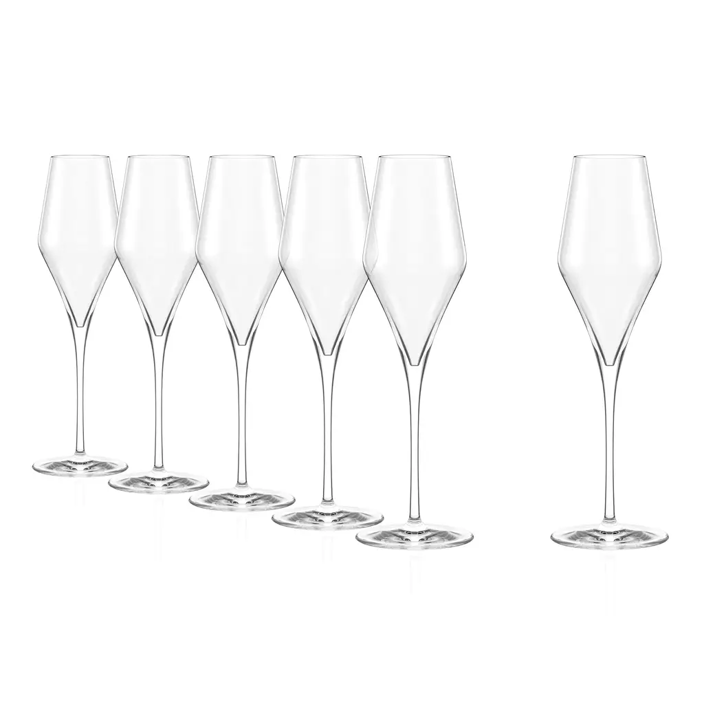 Stolzle Lausitz Quatrophil Glass Champagne Flutes - 290ml - Box of 6