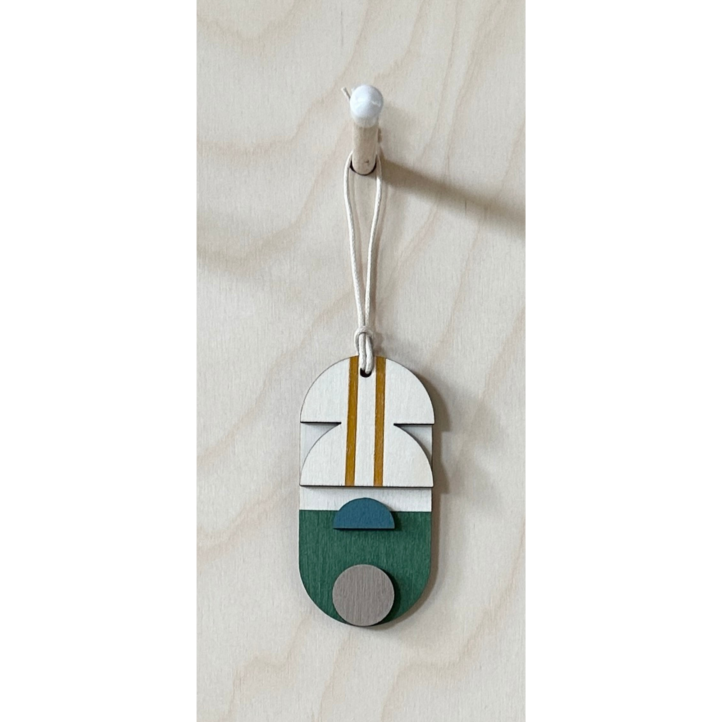 Geometric Decoration - Mini Mid-Century Wall Art - Little Wooden Decoration - Green & Yellow Decor