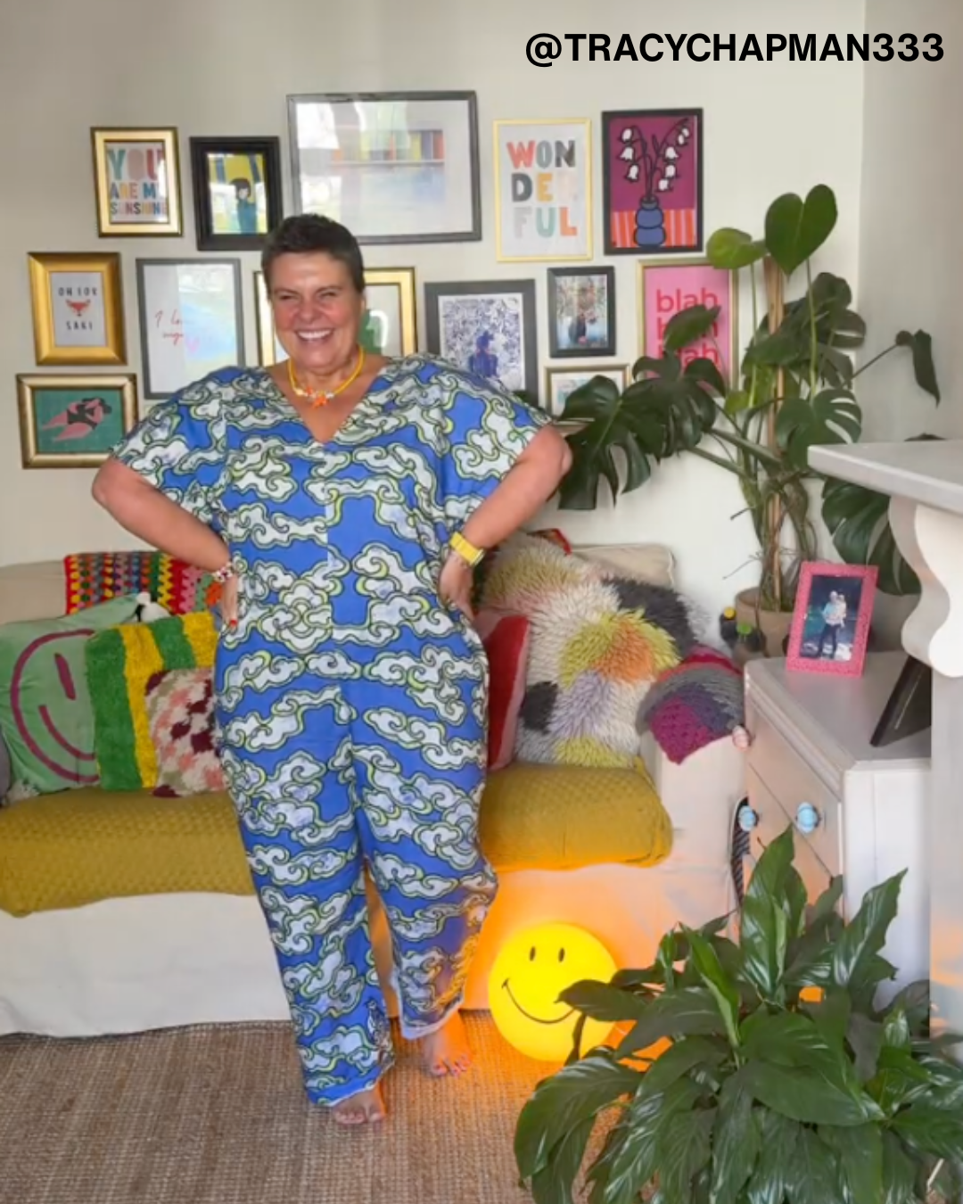 Blue Clouds Loose Fit EcoVera and Linen Jumpsuit