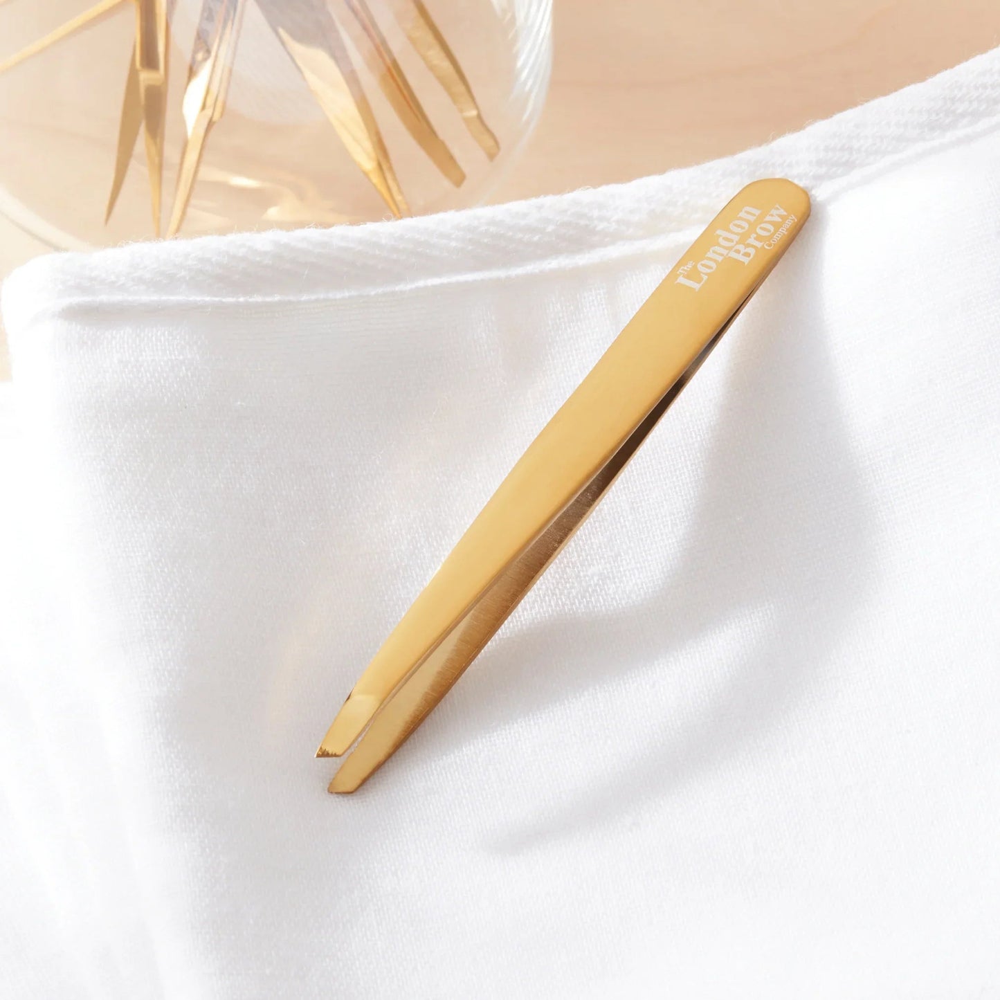 Gold Angled Luxury Precision Brow Tweezers - Boxed