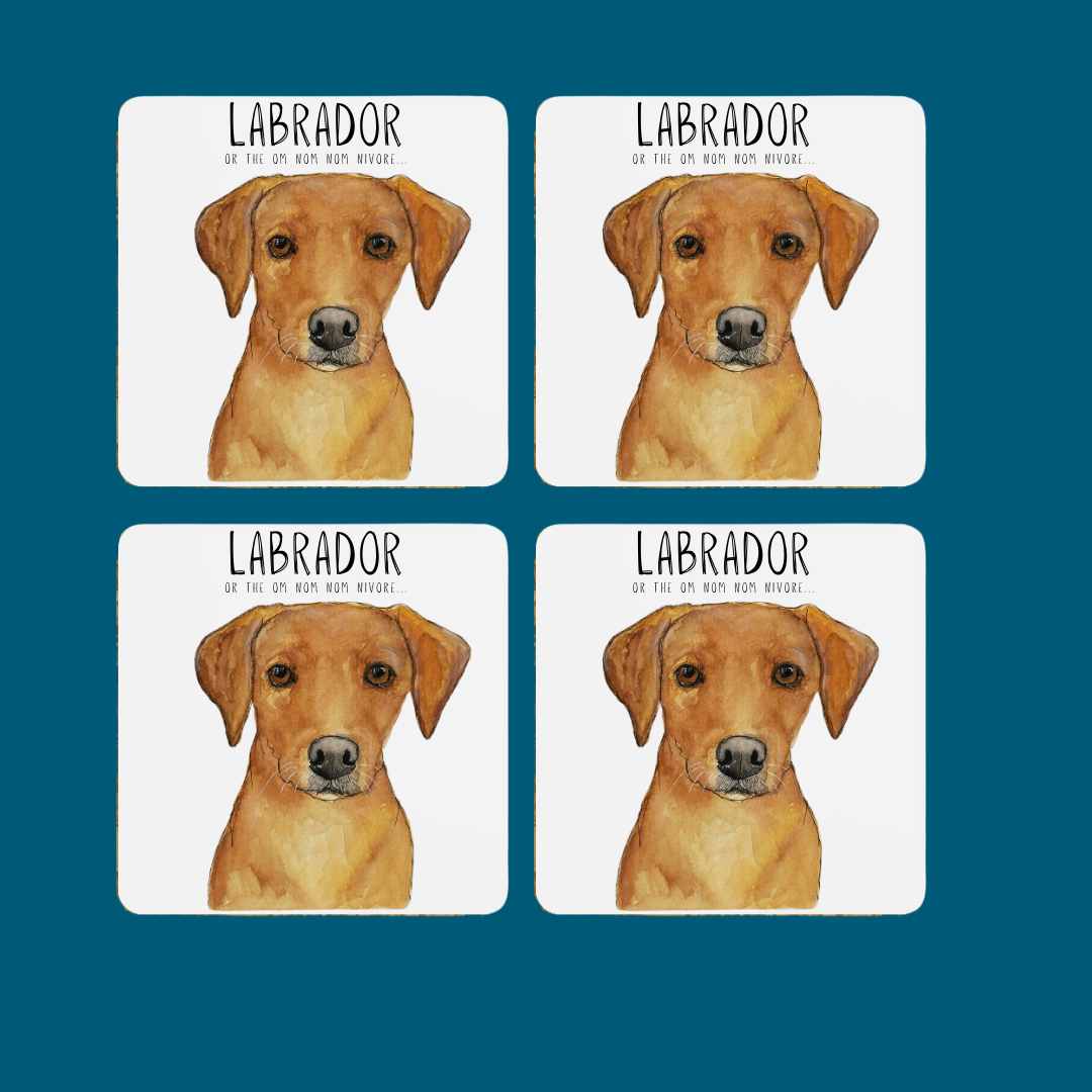 Pawse for a Snack: Labrador Coaster Set (Om Nom Nomnivore Edition)