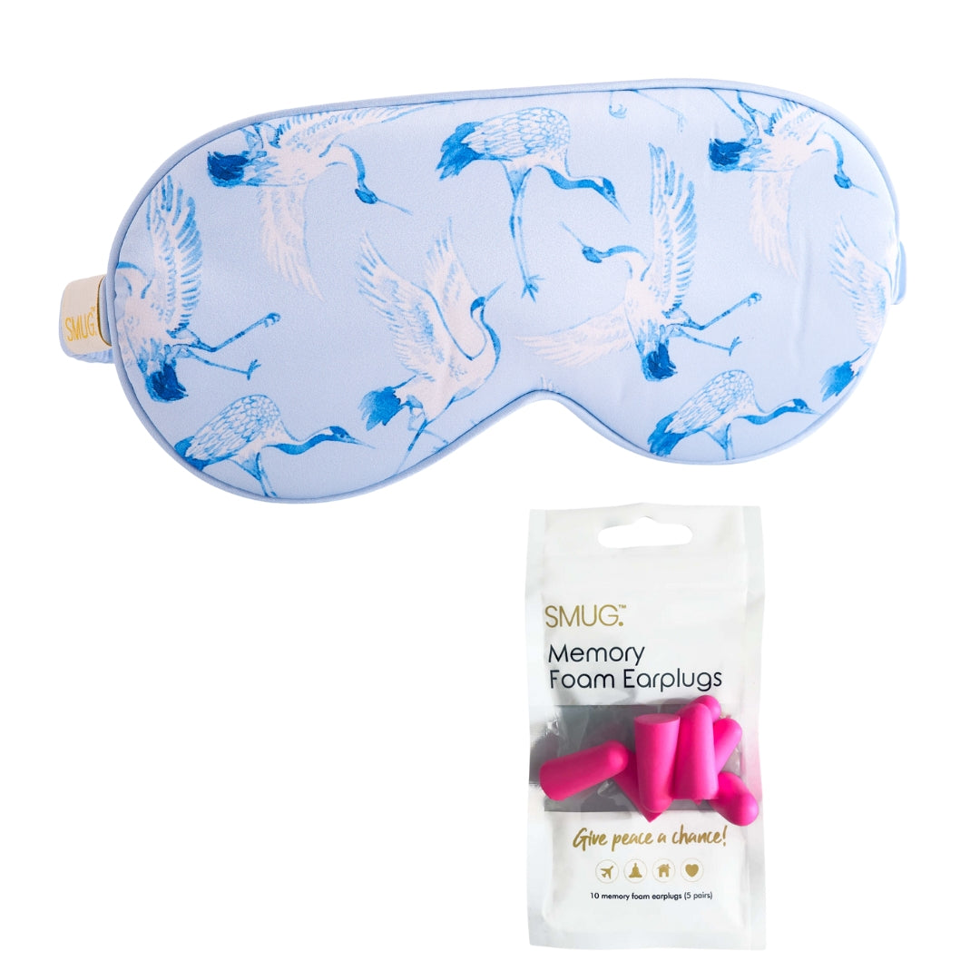 Satin Sleep Mask - Cranes Print