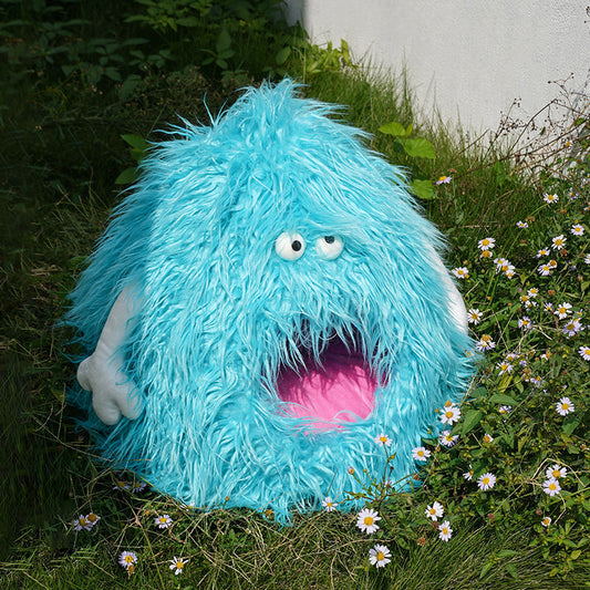 zeze Blue Monster Plush Cat House — Cosy Semi-Enclosed Hideaway Bed