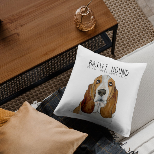 Basset Hound Cushion Cover – Guilt-Tripping in Style!