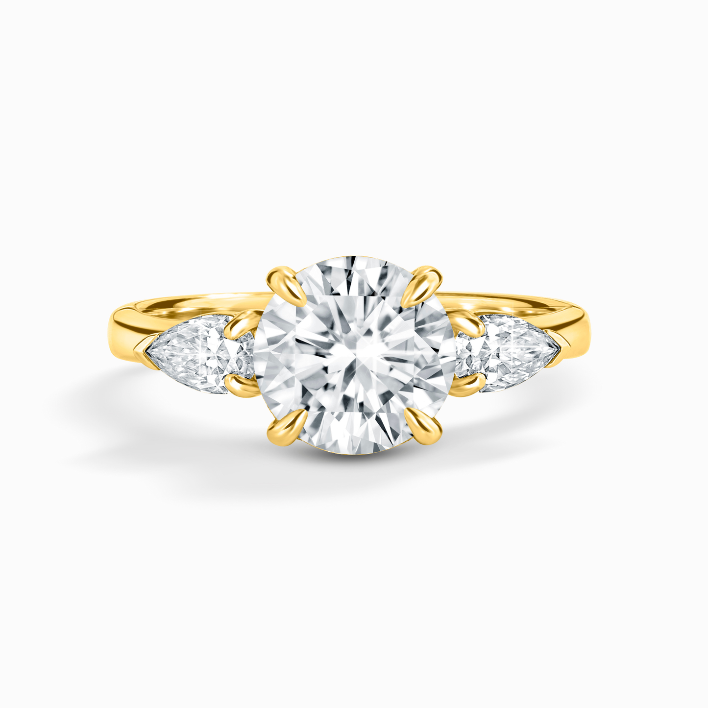 2 ct Round Moissanite Three Stone Engagement Ring in 18k Gold Vermeil