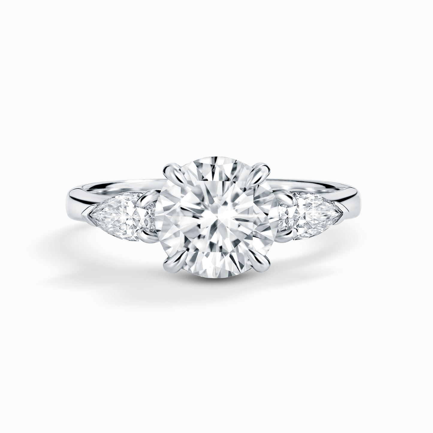 2 ct Round Moissanite Three Stone Engagement Ring in Sterling Silver