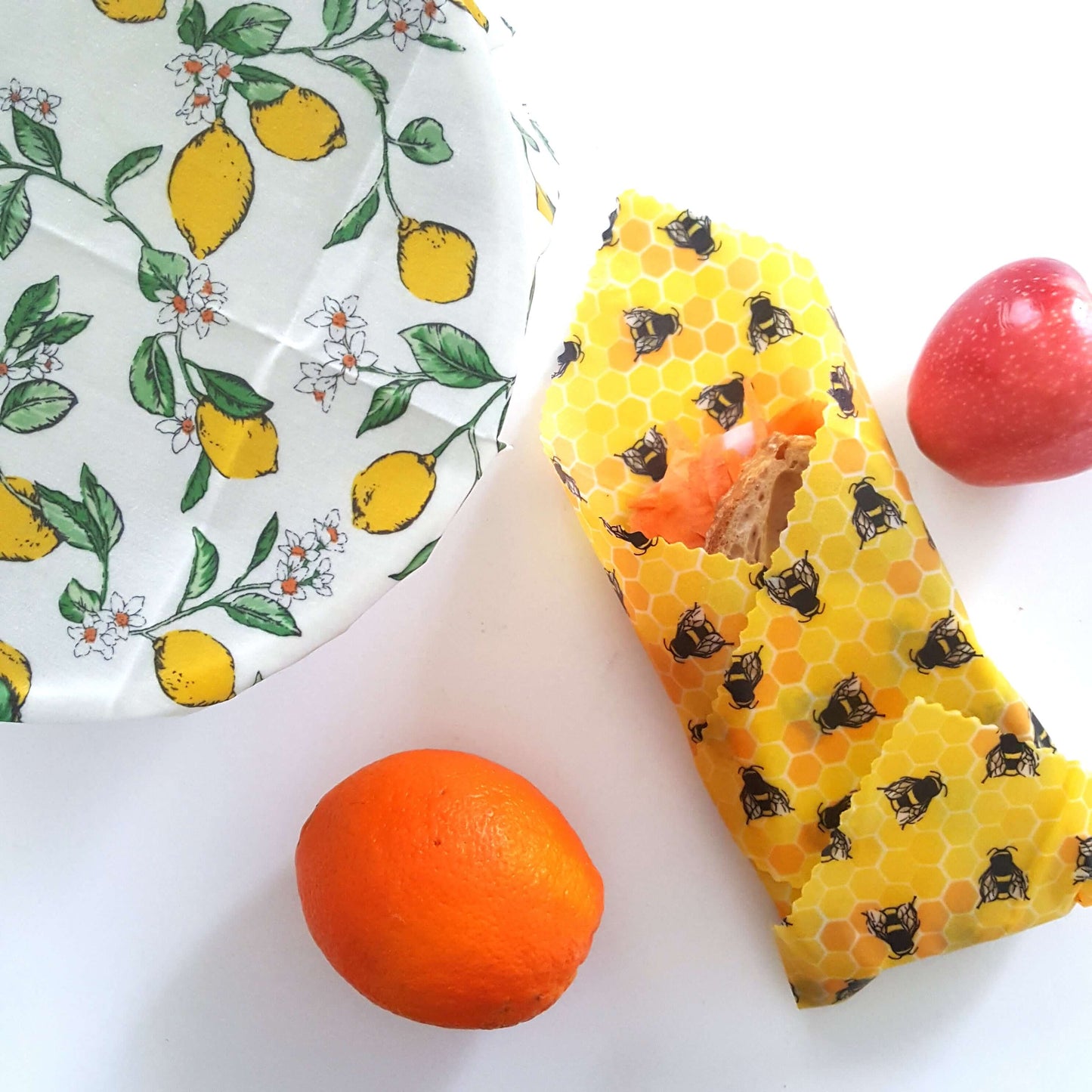 Honey Bee Good Set of 2 Large Handmade Beeswax Wraps | Lemony Bees