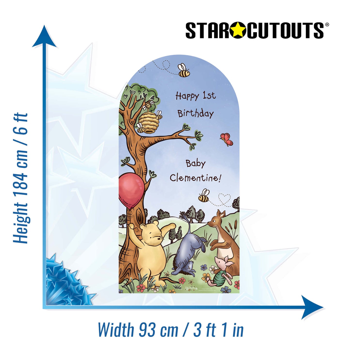 XQ018 Winnie Sailboard Blue Sky Pooh Bear Personalised Sailboard